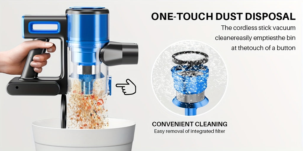 Rechargeable Stick Vacuum for Home with Cordless Handheld Cleaning Design, Listed 8-in-1 Format for Hard Floors, Carpets and Pet Hair, Eight Option Labels