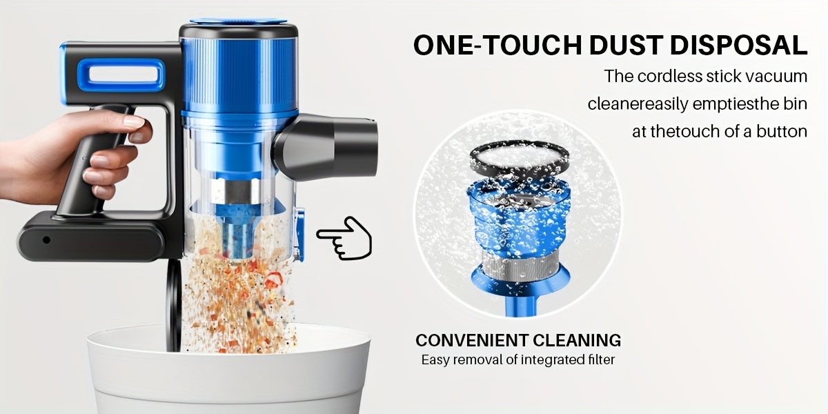 Rechargeable Stick Vacuum for Home with Cordless Handheld Cleaning Design, Listed 8-in-1 Format for Hard Floors, Carpets and Pet Hair, Eight Option Labels