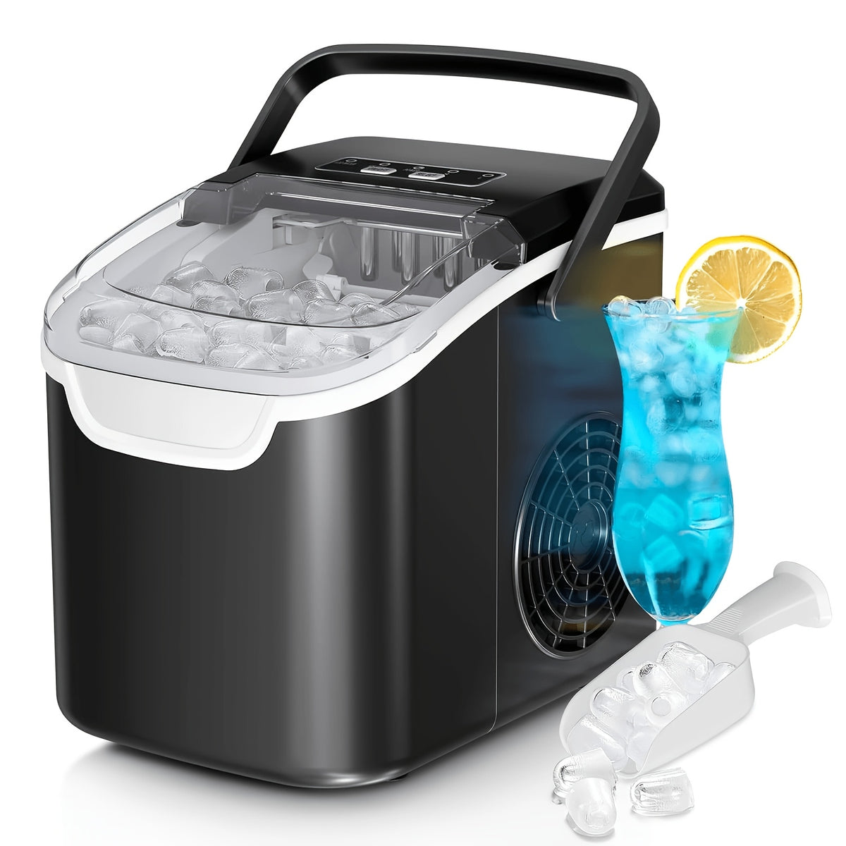 Nugget Ice Maker Countertop 35lbs/Day, Self-Cleaning Pebble Ice Machine with Chewable Ice, 26lbs/Day Bullet Ice Option, Ice Scoop and Basket for Home, Kitchen, Office, Bar and Party