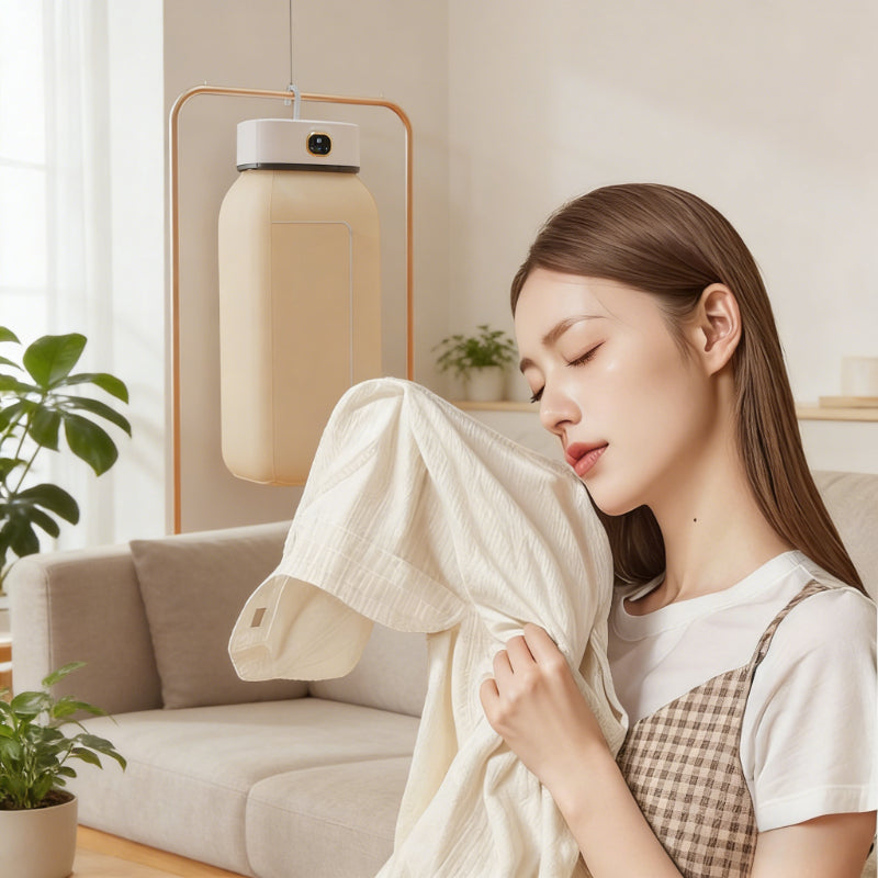 Bag-Style Portable Clothes Dryer with Listed 110V US Plug, White Laundry Care Device with Drying Bag for Compatible Garments in Apartments and Small Spaces