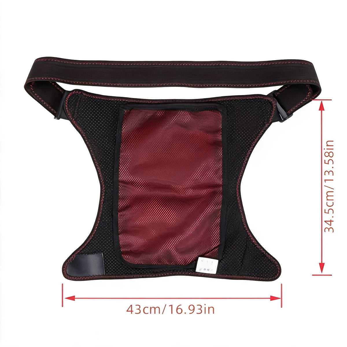 USB Hip Heating Pad in Black with Listed Three Heat and Vibration Settings, Soft-Fabric Personal Wrap with Cable and Manual, Power Bank Not Included