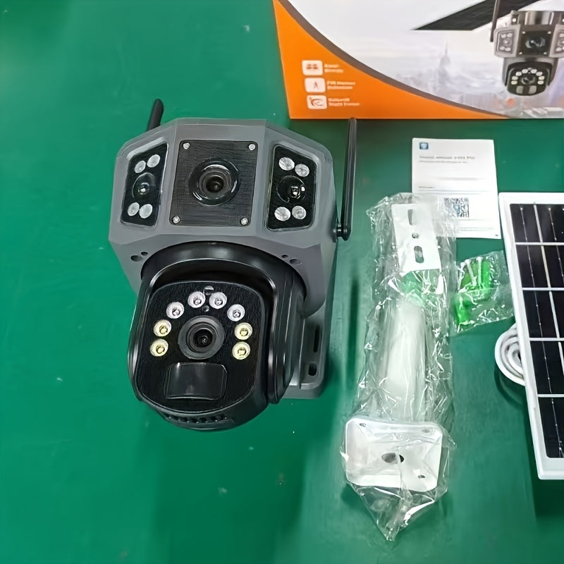 355° PTZ Outdoor Security Camera with 2.4GHz WiFi, Color Night Vision, PIR Sensor, Auto Tracking and Two-Way Audio, Solar and 4K-Labeled Options