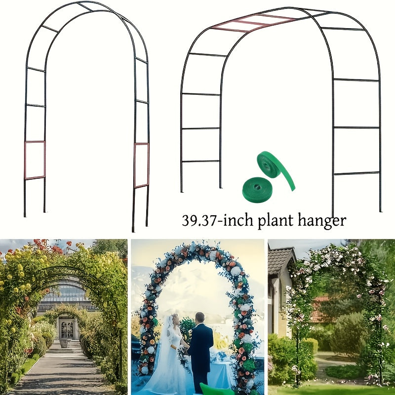 Metal Garden Arch Trellis for Climbing Plants and Wedding Decorations, Black or White One- and Two-Pack Options with Listed Two-Size Assembly Reference
