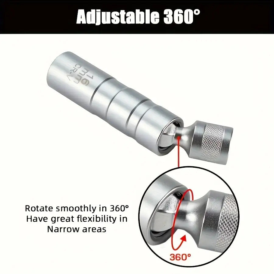 Spark Plug Socket Set with Magnetic Design and Listed 14mm plus 16mm Sizes, Alloy Steel Tool Selection for Compatible Automotive Spark Plug Maintenance