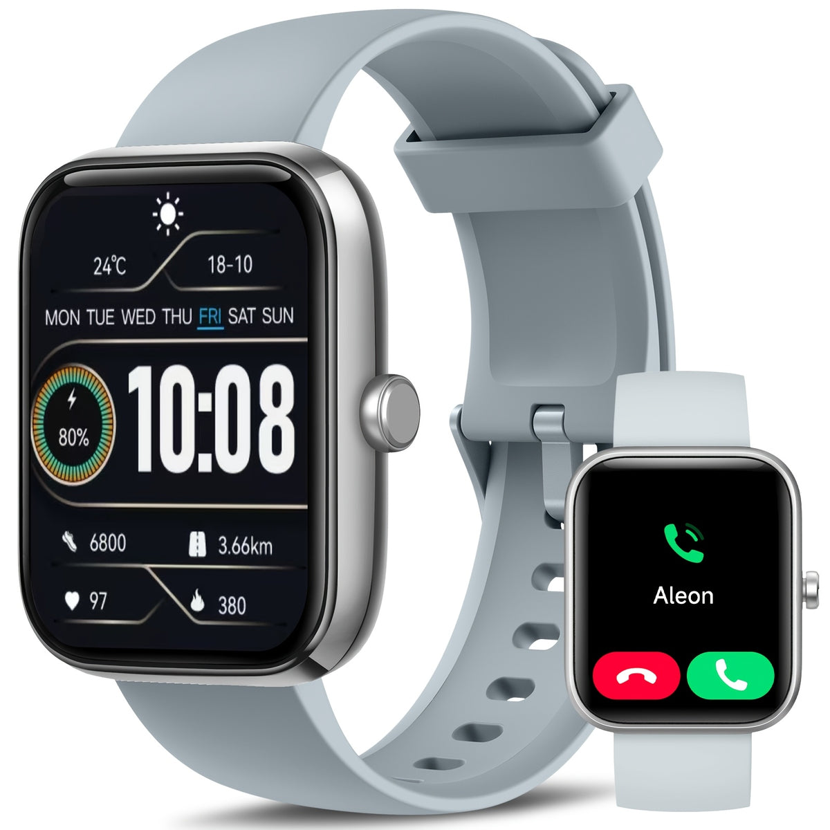 1.95 Inch Smart Watch with Alexa Built-in, Wireless Call Smartwatch with 100+ Sport Modes, Fitness Activity Tracker & Pedometer, for iPhone & Android, HD Touch Screen, Birthday & Mother's Day Gift
