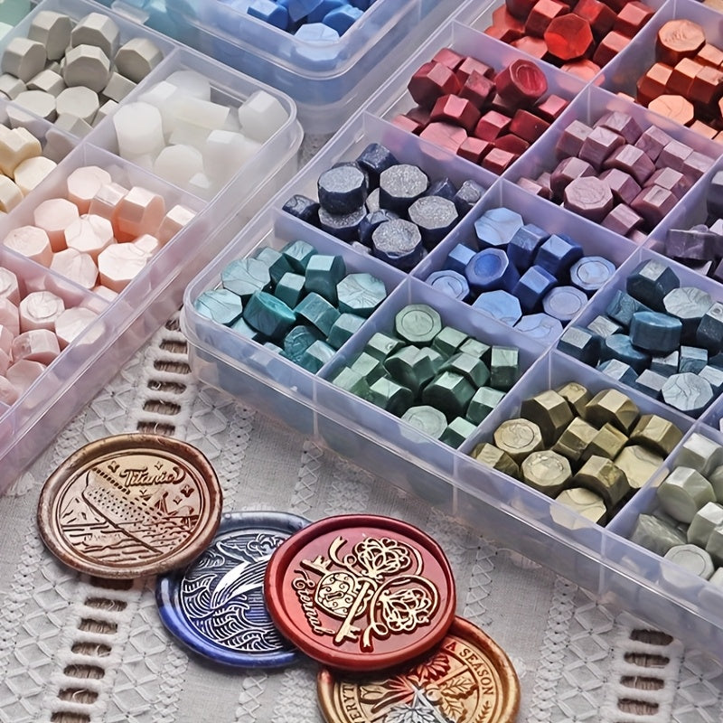 Sealing Wax Beads with Storage Box, 400-Piece Multi-Color Craft Supply Reference for Letters, Envelopes, Wedding Invitations and Decorative Bottle Seals