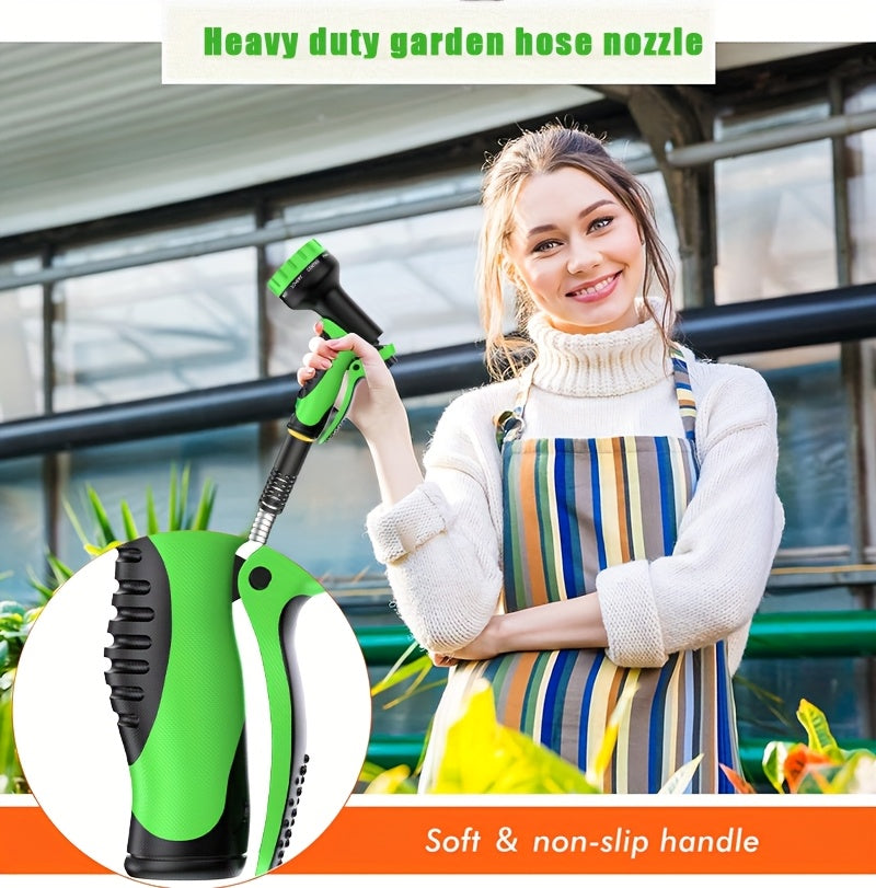 Stainless Steel Garden Hose with 10-Function Nozzle and Brass Joint, Metal Watering Hose in Multiple Length and Upgrade Kit Options for Yard and Car Care