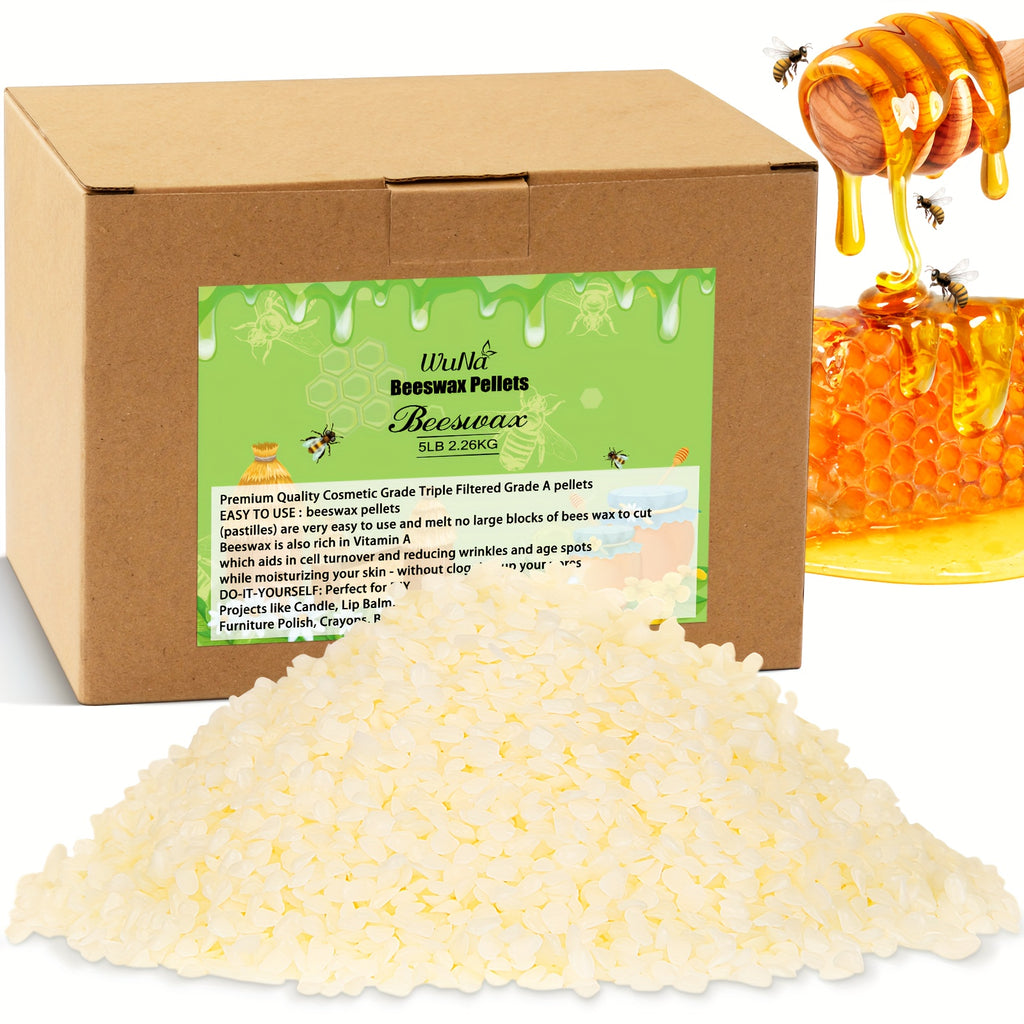 Beeswax Granules White 5LB for Candle Making and DIY Wax Crafts, Listed Triple-Filtered Wax Supply for Adult Hobby Projects and Handmade Gift Preparation