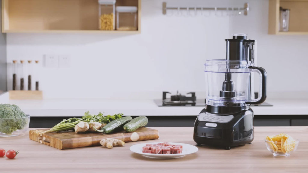 12-Cup Food Processor in Black, Multifunction Kitchen Prep for Chopping, Slicing, Shredding, Purees and Dough for Everyday Home Cooking