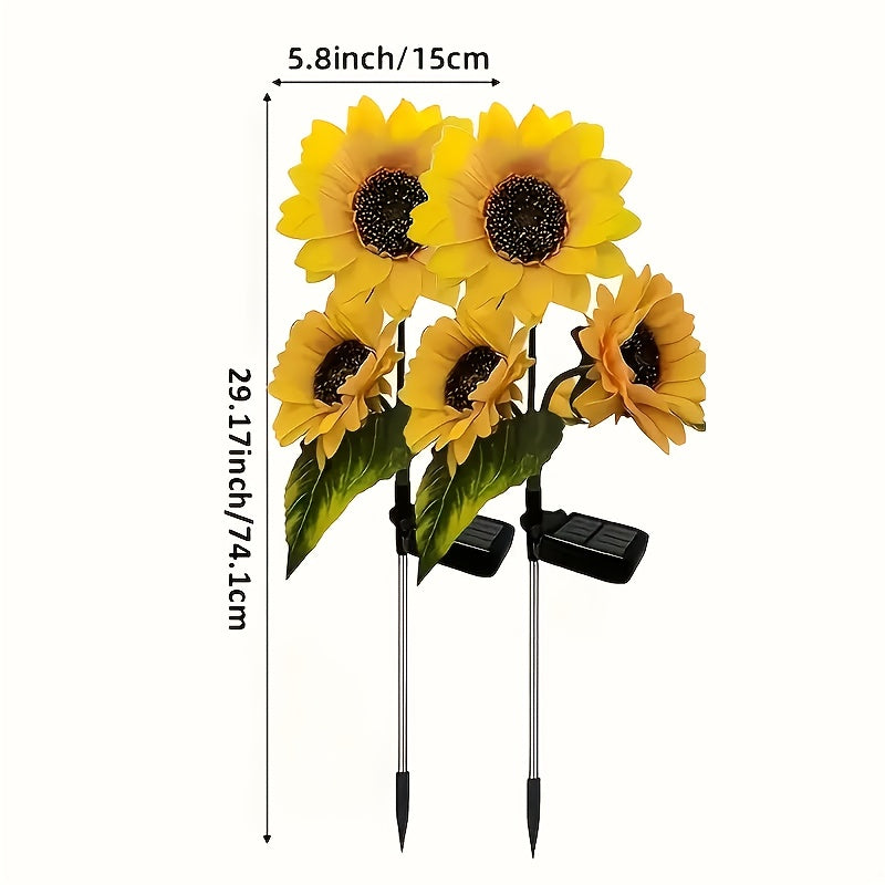 Solar Sunflower Garden Light with Warm White Glow, Automatic Switch and Included Solar Panel for Outdoor Pathways, Courtyards and Terrace Decor