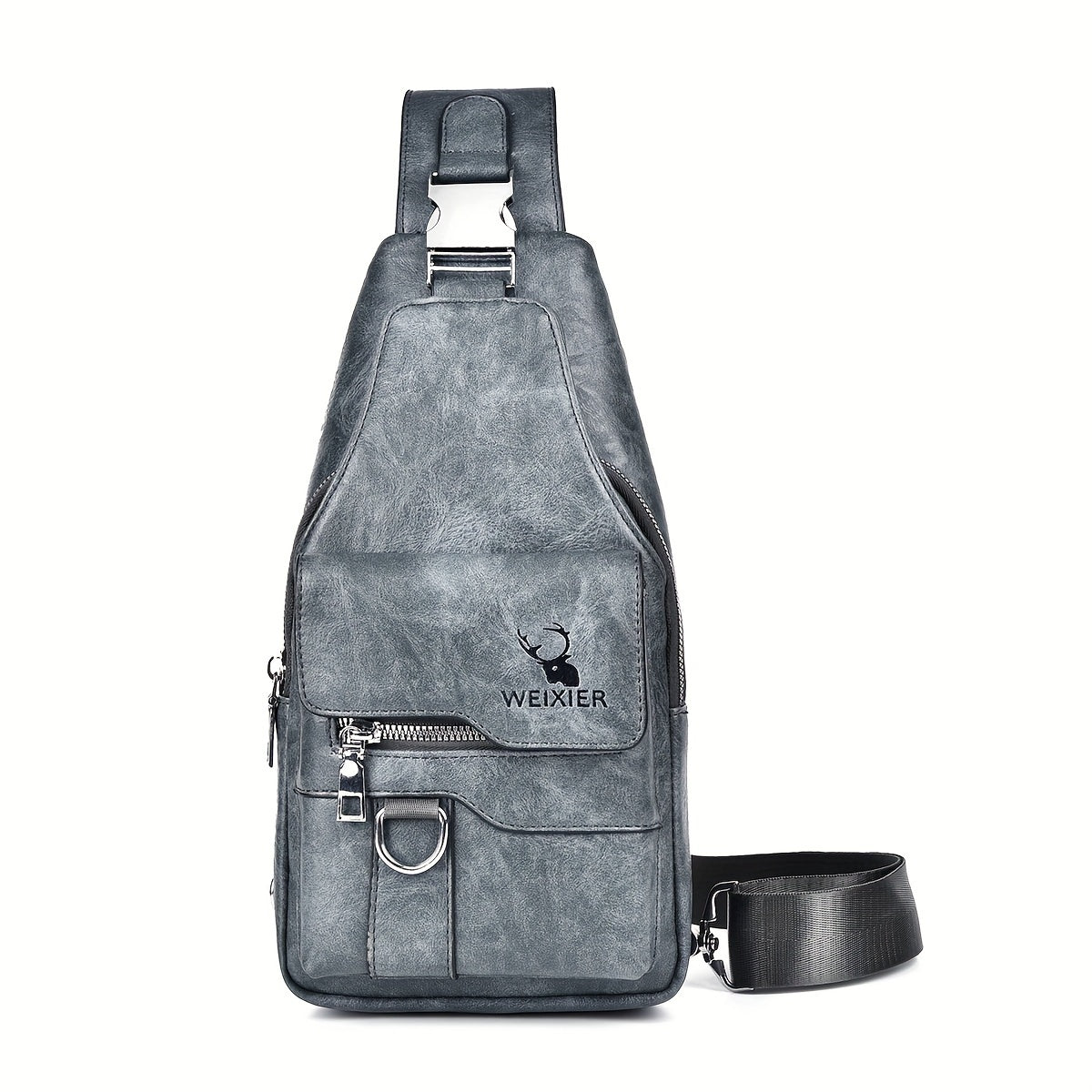 1 Men'S New Faux Leather Retro Casual Simple Chest Bag, Crossbody Large Capacity Multi Compartment Premium Men'S Crossbody Bag, Suitable For Carrying On The Go.
