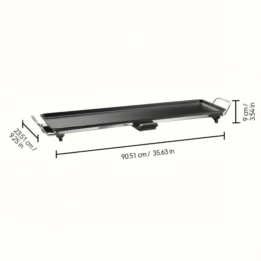 Electric Grill with Nonstick Roasting Surface, Adjustable Temperature and Listed Drip Tray, Extended-Length, Medium or Large Options for Family Meals