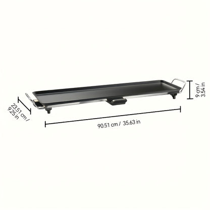 Electric Grill with Nonstick Roasting Surface, Adjustable Temperature and Listed Drip Tray, Extended-Length, Medium or Large Options for Family Meals