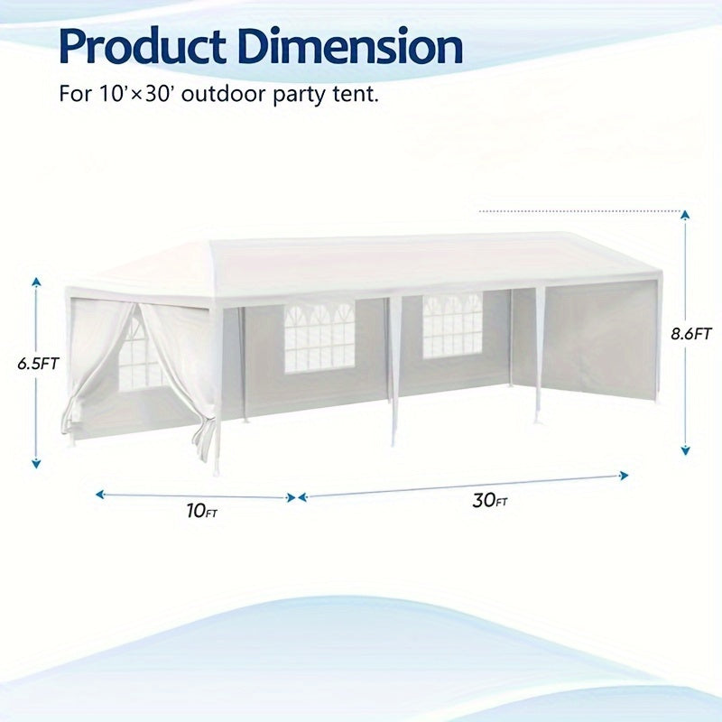 Wedding Event Canopy Tent 10 x 30 ft with Eight Removable Sidewalls, Temporary Outdoor Party Pavilion in White, Pink or Black for Backyard Gatherings