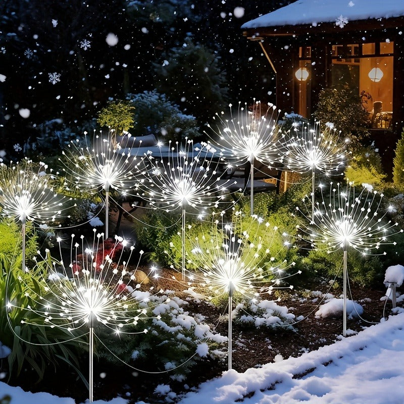 Solar Fireworks Garden Lights 8-Piece Set, Decorative Outdoor LED Lights with Listed Eight Modes in Multicolor, Warm or White Options for Lawn and Holiday Displays
