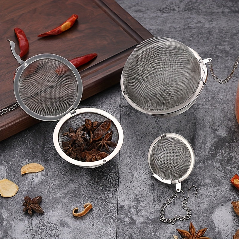 Stainless Steel Spice Filter Ball with S Size Label, One-Pack Seasoning Infuser Reference for Soup, Stew, Hot Pot and Instruction-Approved Marinade Preparation