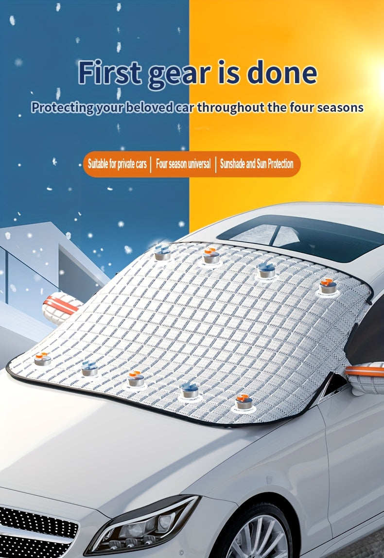 Magnetic Windshield Snow Cover for Parked Cars, Front Window Sunshade and Snow Cover with All-Season Style for Seasonal Outdoor Parking