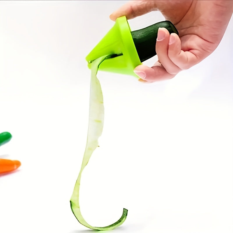 Conical Vegetable Shredder in Green, One-Piece Kitchen Prep Tool with Carrot and Cucumber Grating, Slicing and Peeling References for Fruit and Vegetables