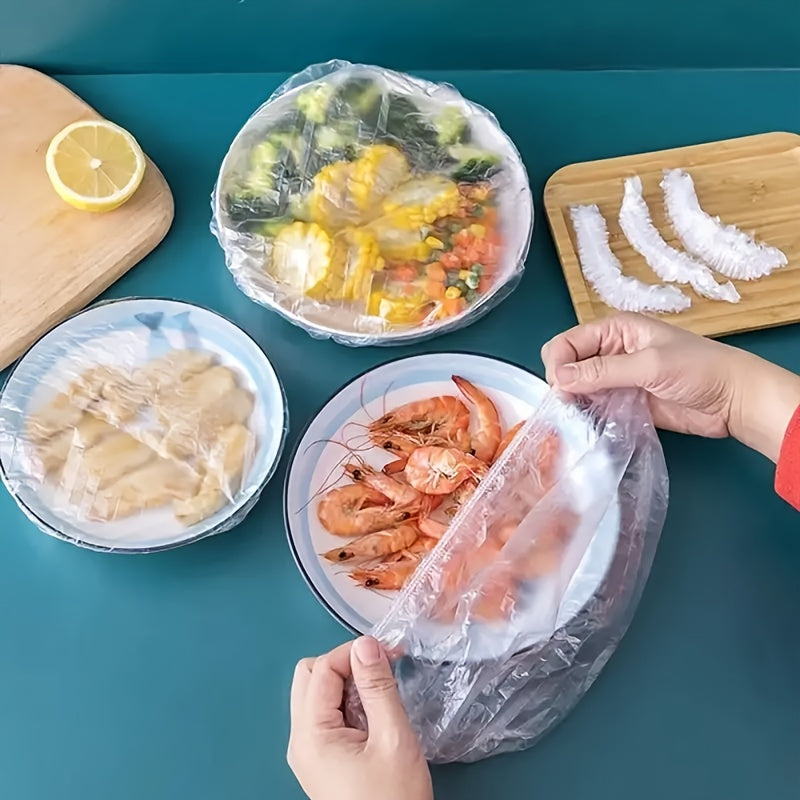 Elastic Bowl and Plate Covers, Stretchable Plastic Cover Packs of 51, 102 or 203 Pieces in Clear or Colorful Options for Home Kitchens and Picnic Dishes