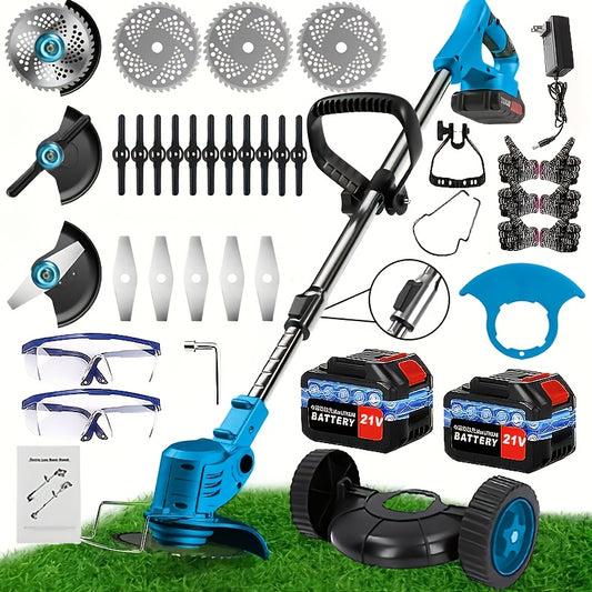 Multi Blade Cordless Grass Cutter for Home Lawn and Garden Maintenance, Listed Lithium Battery Power with Color Series Sets and an Older Green Model Option
