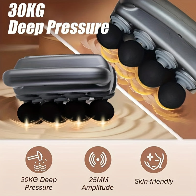 16-Drive Muscle Massager with Listed Multi-Head Design, Nine Massage Modes and 99 Intensity Settings, 25W ABS Personal-Care Device with Charging Cable and Manual