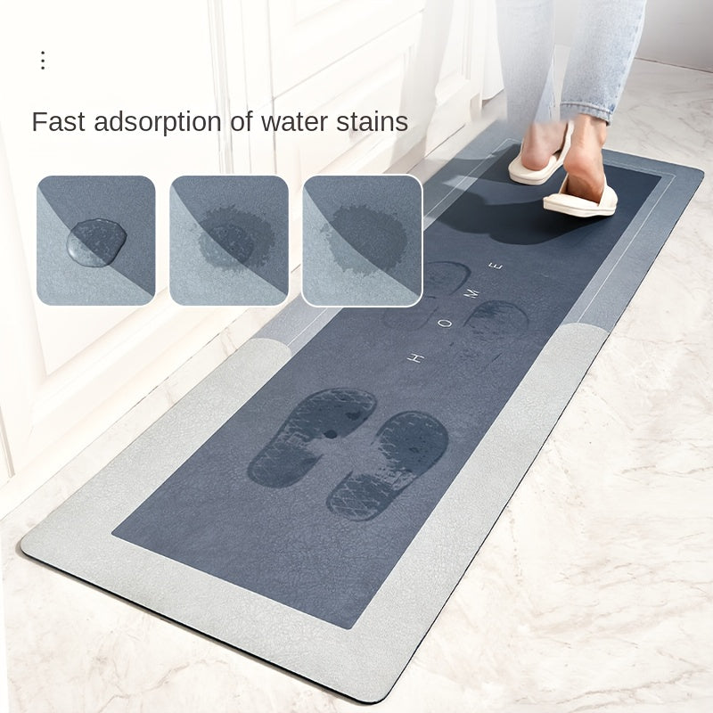Diatom Mud Kitchen Floor Mat, Single-Piece Rectangular Design with Listed 3.5mm Thickness, Three Gray Color Options and Four Sizes for Home Floor Placement