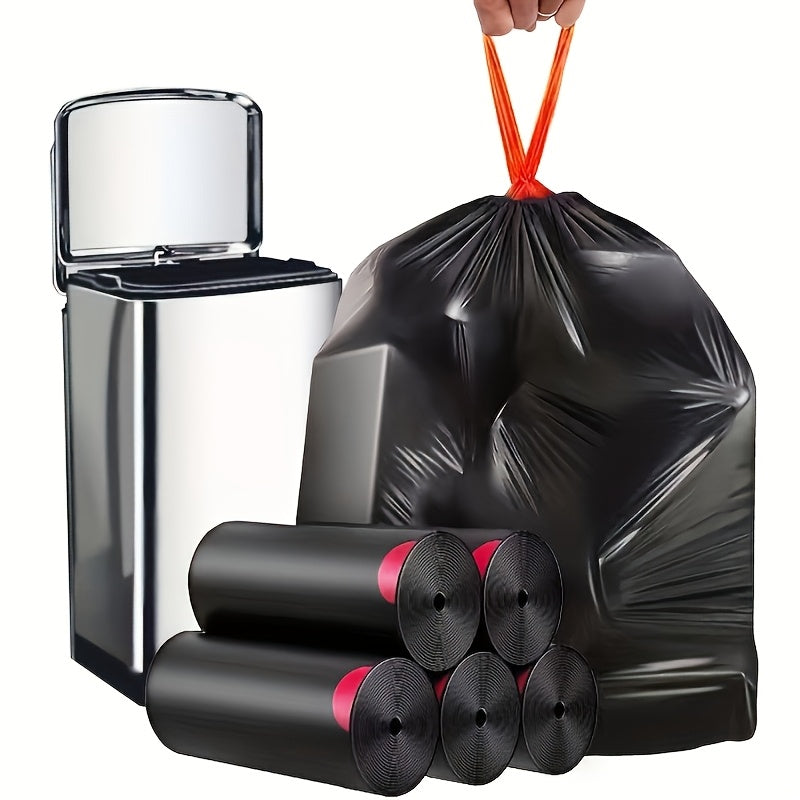 35 Gallon Black Trash Bags, 10-Count Single Roll of Polyethylene Garbage Liners for Compatible Large Bins, Household Cleanup, Hotel and Supermarket Use