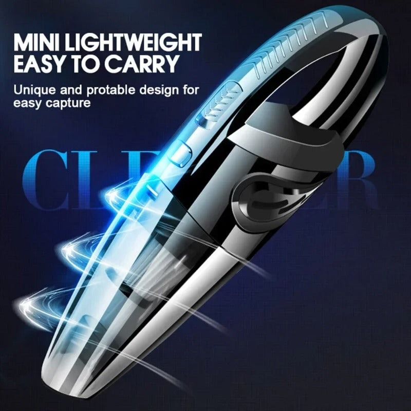 Rechargeable Car Vacuum Cleaner in Black with Listed Lithium-Ion Battery, Portable Cordless Handheld Design for Vehicle Interiors, Home Cleanup and Pet Hair Tasks