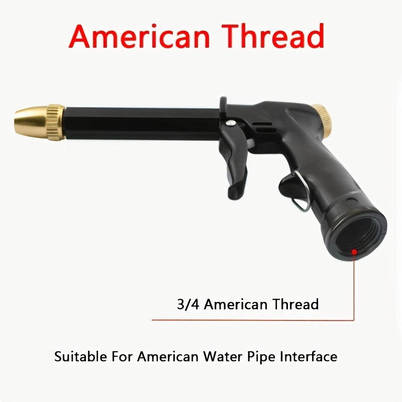 Adjustable Garden Hose Spray Gun with Plastic Body and Metal Nozzle Components, 3/4-Inch US Connection for Car Washing, Motorcycle Cleaning and Watering
