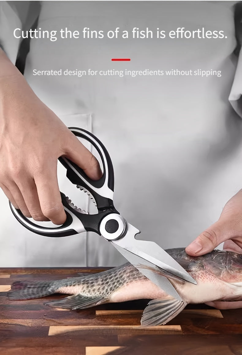Multifunctional Poultry Shears with Stainless Steel Blades and Ergonomic Handle, Single Pair of Kitchen Scissors for Chicken, Duck, Fish and BBQ Meal Preparation