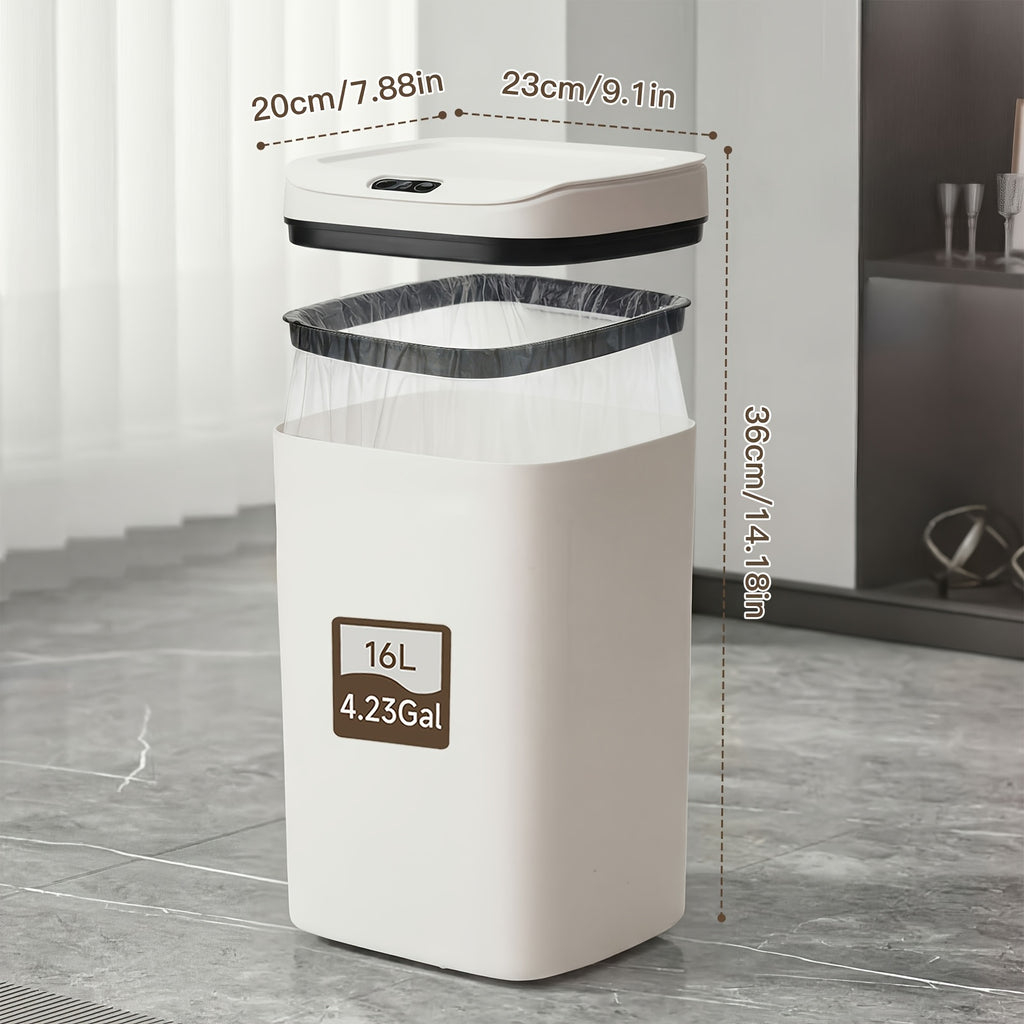 Touchless Plastic Trash Can with Motion Sensor Lid, 3.17 or 4.23-Gallon Capacity Options and Selected Bag Rings or Holders for Kitchen, Bathroom and Office