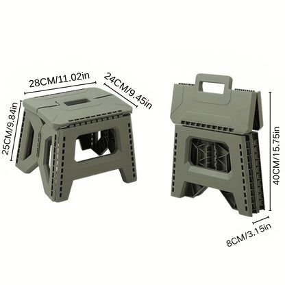 Portable Folding Stool with Carry Handle, Single Square PP Plastic Collapsible Seat in Five Colors for Indoor Gatherings, Picnics and Fishing