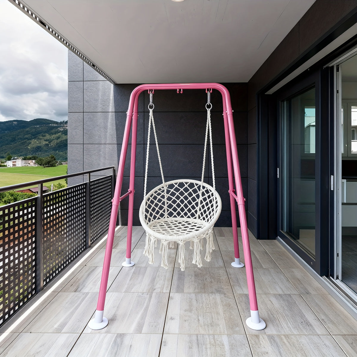 Hammock Chair Stand Only, Foldable Steel A-Frame with Powder-Coated Finish and Listed 300lb Capacity, Five Colors for Compatible Indoor and Outdoor Hanging Chairs