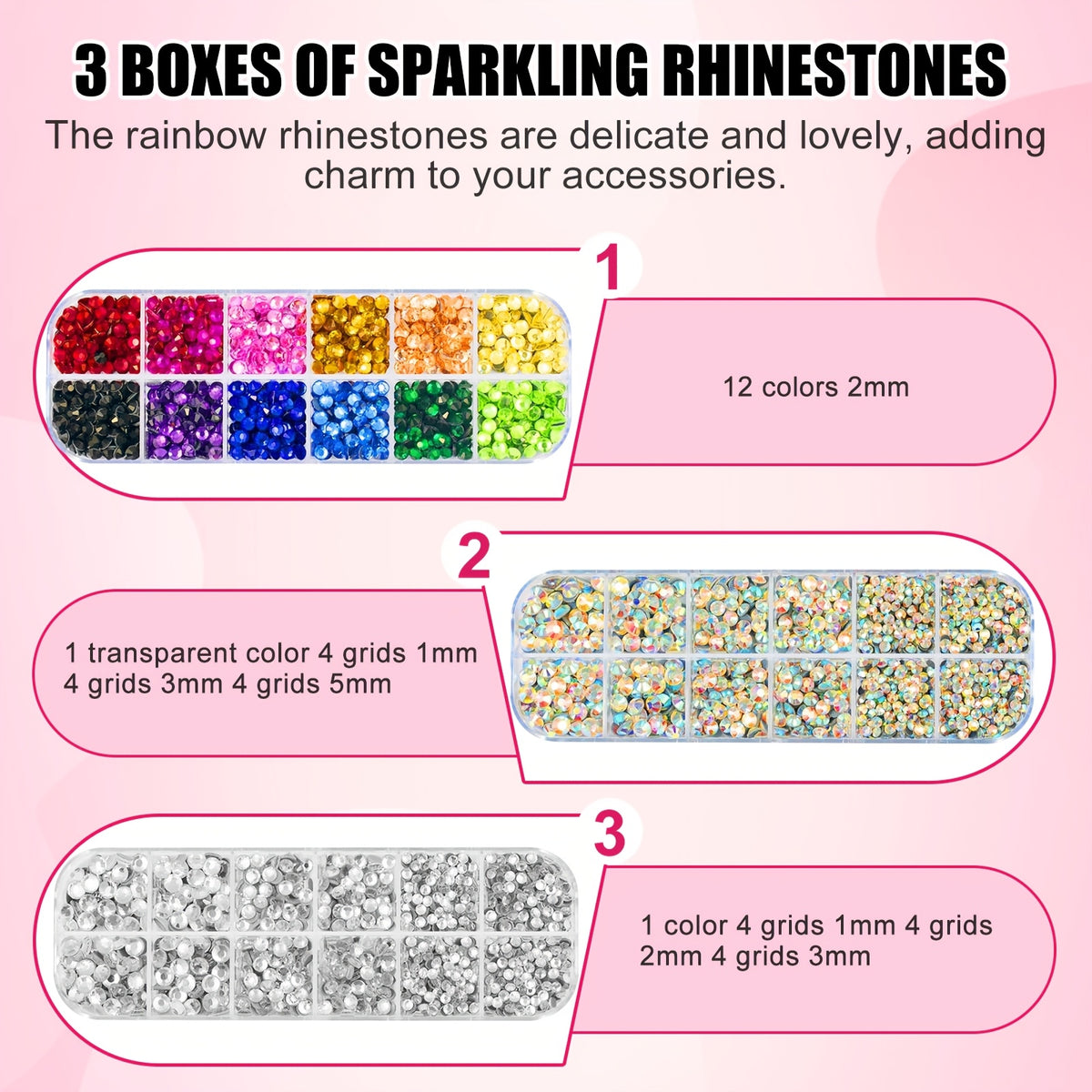 Hotfix Rhinestone Applicator Kit with Seven Tips, Three Listed Stone Boxes, Tweezers and Wax Pens, Purple or Pink Heat Tool for Compatible Fabric Craft Decoration