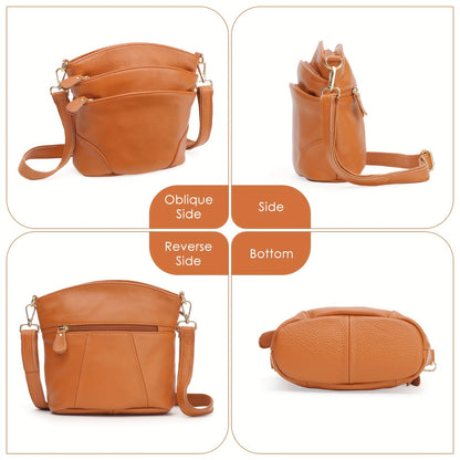 Leather Organizer Crossbody Bag with Listed Smartphone Pockets, Everyday Handbag Purse in Thirteen Color and Style Options for Errands and Travel