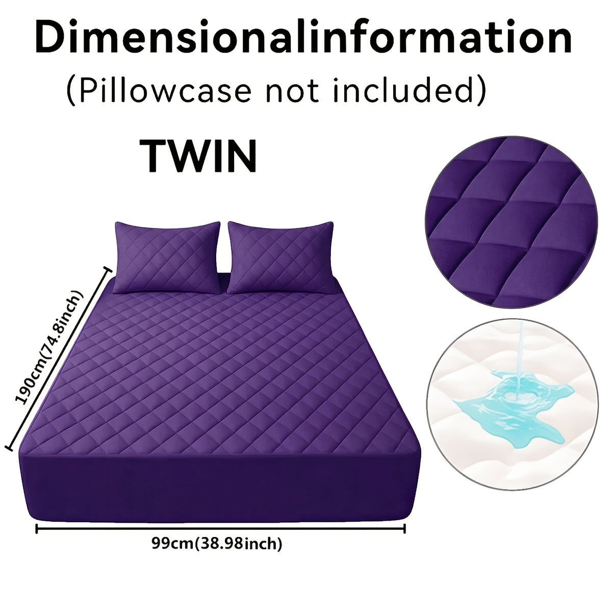 Fitted Mattress Protector with Listed 9–15 Inch Pocket Range, Single Solid-Color Bed Cover in Twin, Full, Queen and King Sizes with Nine Color Labels