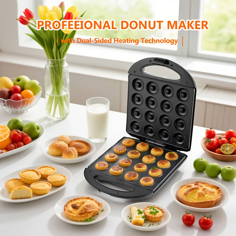 Donut Maker 16-Hole Dual Heating Electric Baking Machine, Precise Temperature Control Pancake and Cake Maker for Family Breakfast, Snacks and Desserts, Multi-Functional Home Donut Baker for Kids and Baking Stores
