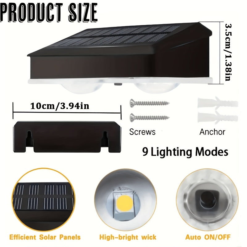Solar Fence Accent Lights with Nine Lighting Modes, Listed 12-Light Set and Colorful Mode-24LEDs Option for Outdoor Walls, Railings, Patios and Deck Decor