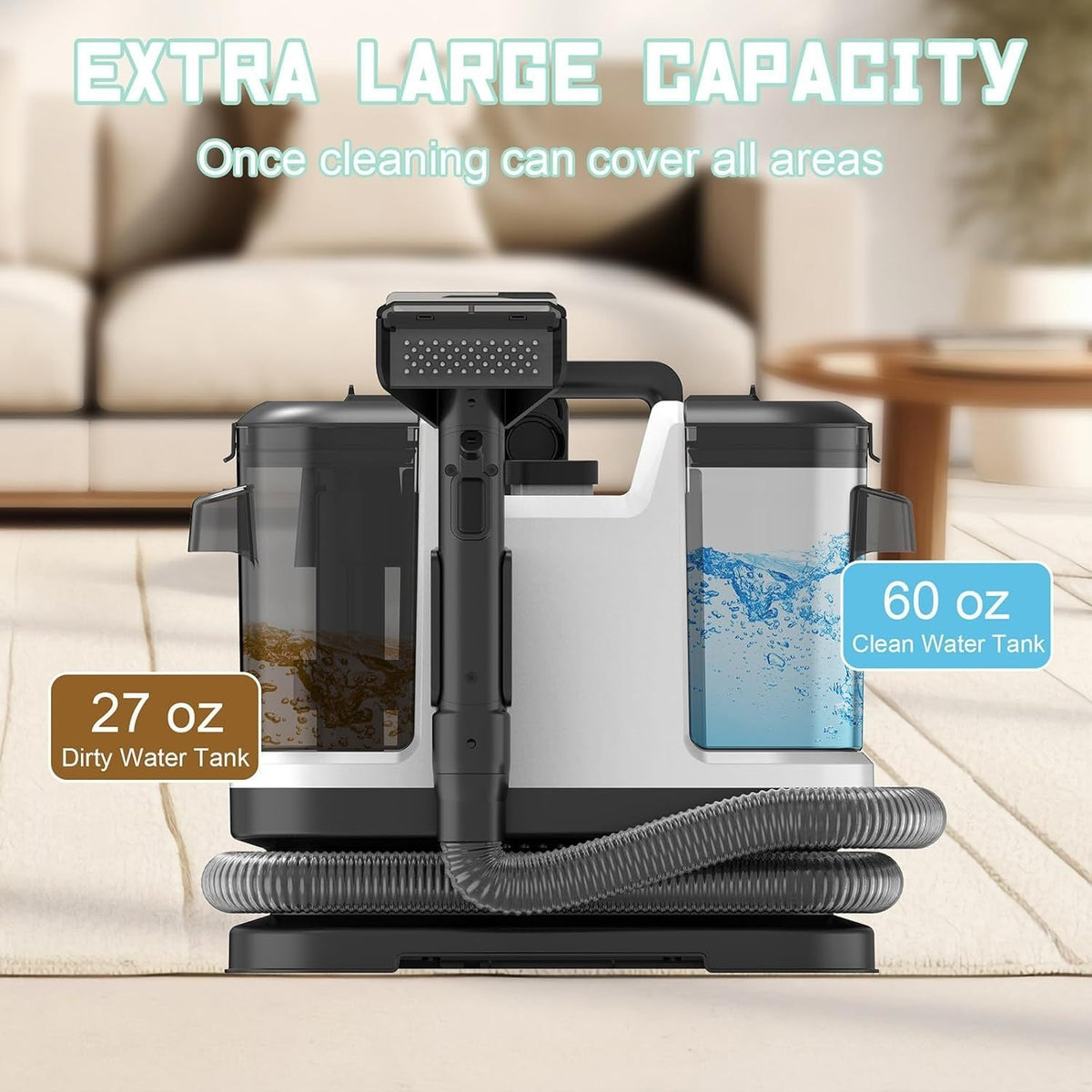 35kPa Portable Upholstery Spot Cleaner with Dual-Size Brush, Integrated Blowing and Suction, ABS Resin Body and 120V Power for Home Cleaning