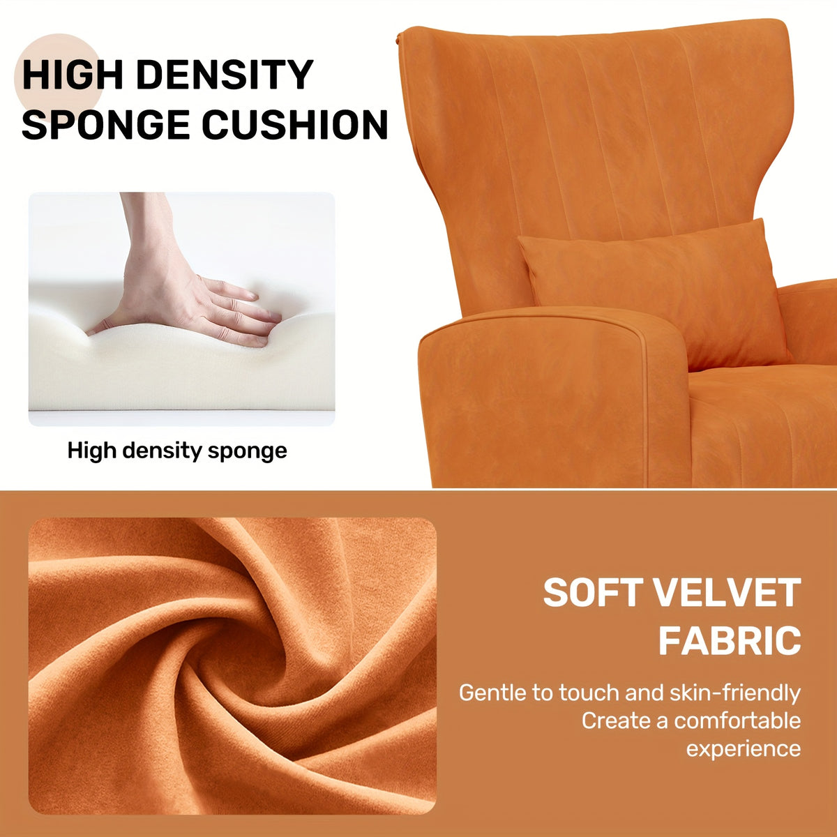 Velvet Accent Armchair with Metal Legs and Spring Support, Sponge-Filled Mid-Century Modern Reading Chair for Living Room and Cozy Seating Corners