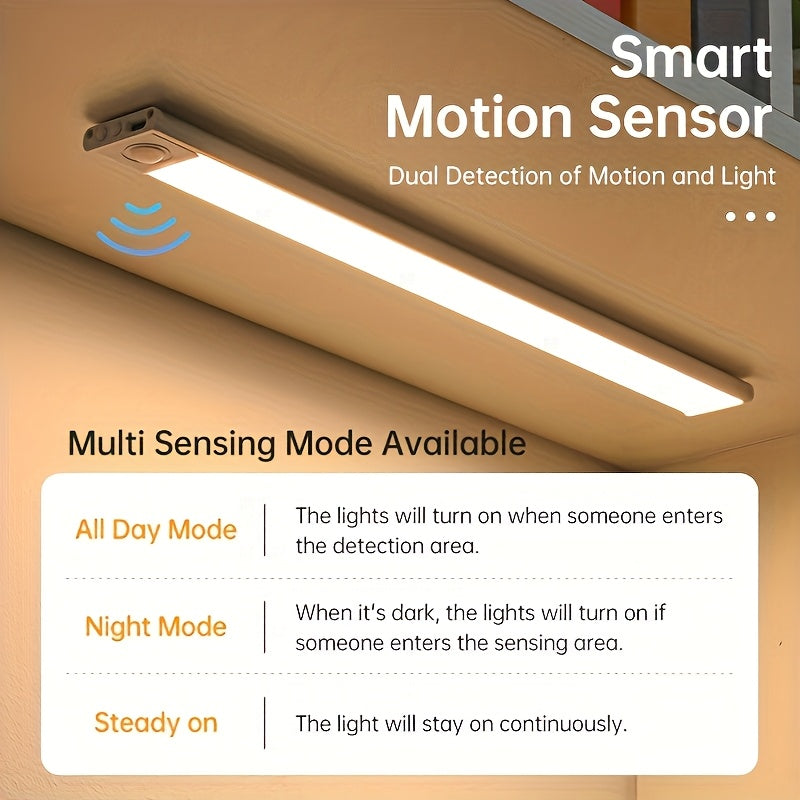 Motion Sensor Under Cabinet Lights with 3 Color Temperatures, USB-C Rechargeable Magnetic LED Bars in 20, 30 or 40cm and 1, 2 or 4-Pack Options