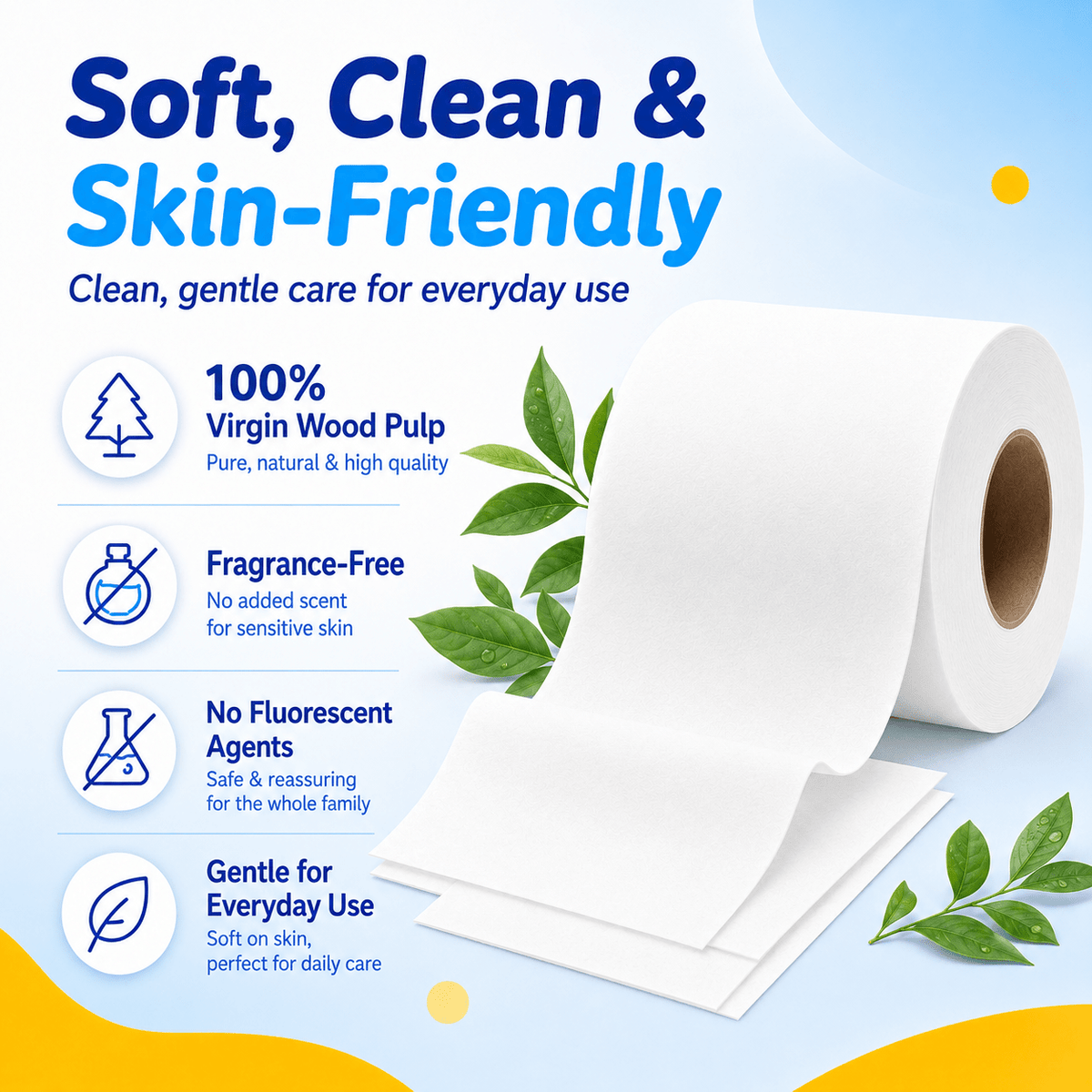 4-Ply Toilet Paper by Spring Touch, Individually Wrapped Unscented Bathroom Tissue Made with 100% Virgin Wood Pulp in 10, 20, 30 or 60 Roll Packs