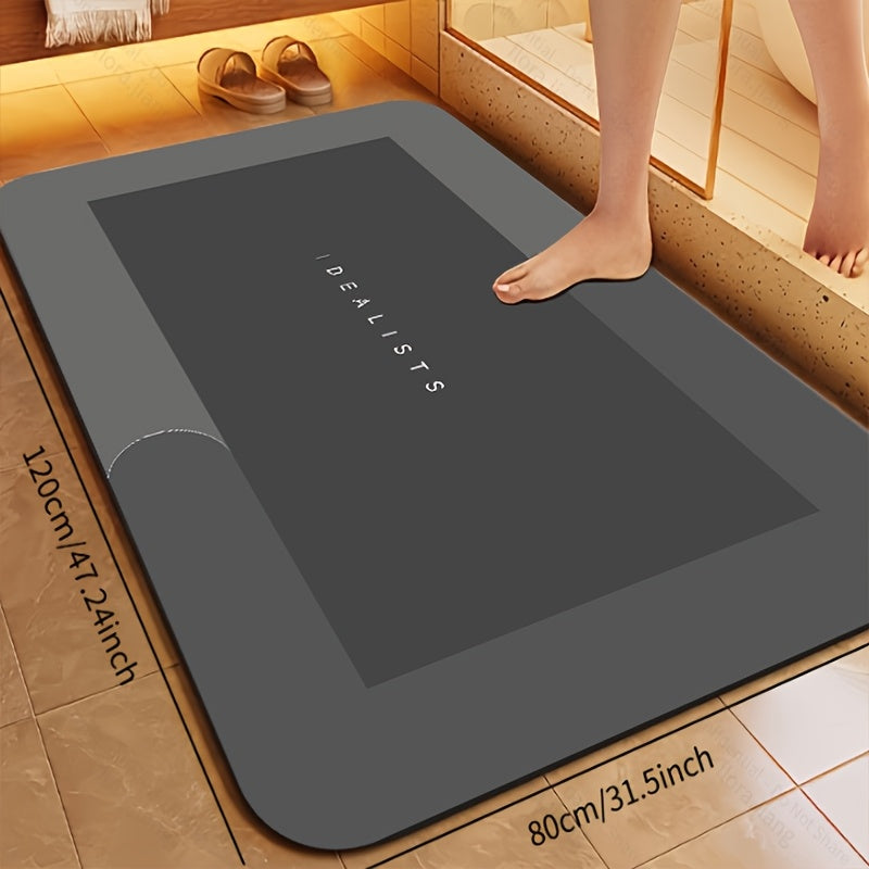 Quick-Dry Bath Mat, Soft Diatomite-Design Absorbent Bathroom Floor Accessory in Black, Blue or Pink with Three Sizes for Shower-Side, Tub-Side and Doorway Placement