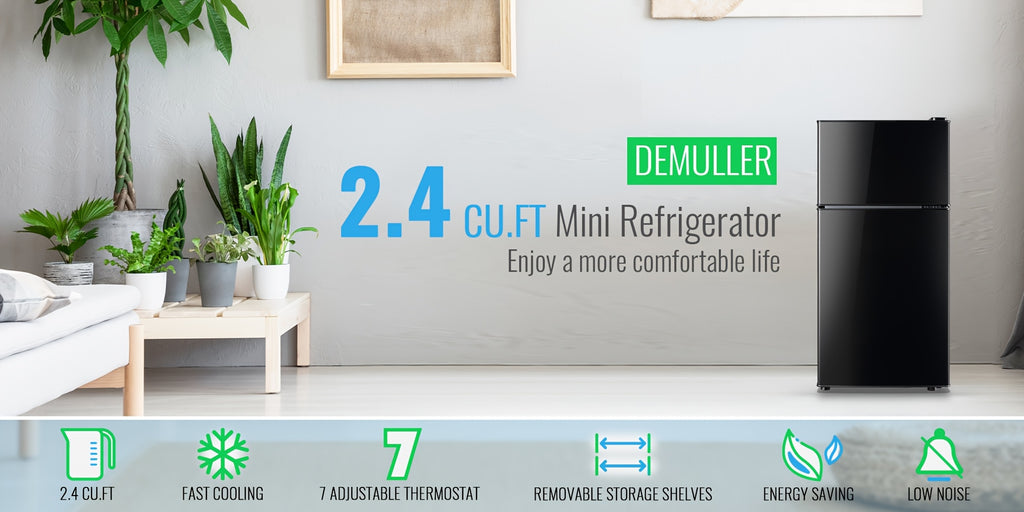 Single-Door Mini Fridge by WANAI with Listed Freezer Compartment, Adjustable Thermostat and Removable Shelves in Four 43-Series Color Labels for Dorm and Office