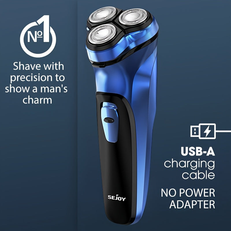 Sejoy Men's Electric Shaver with Pop-Up Trimmer, 3D Floating Head and LCD Display, Listed One-Hour Fast Charging in Blue, Light Blue or Gray