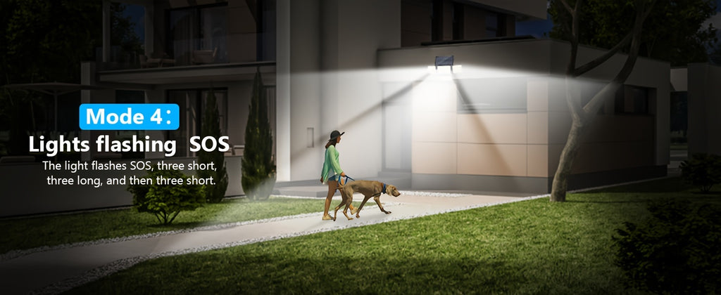 Four-Head Solar Motion Sensor Outdoor Lights, 2-Pack 288 LED Floodlights with Remote Control, 4 Lighting Modes and IP65 Rating for Yard, Patio and Garage