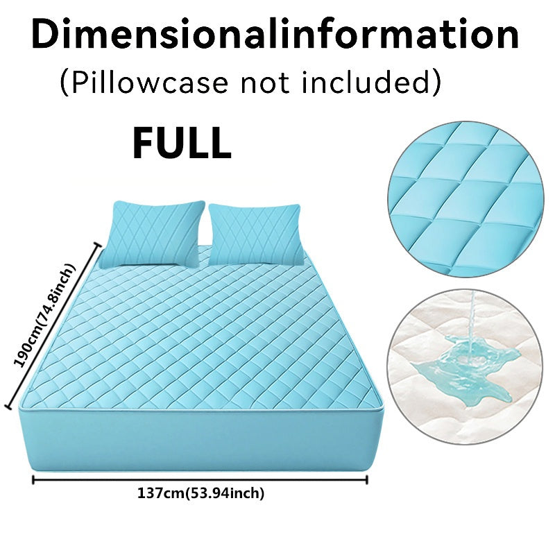 Fitted Mattress Protector with Listed 9–15 Inch Pocket Range, Single Solid-Color Bed Cover in Twin, Full, Queen and King Sizes with Nine Color Labels