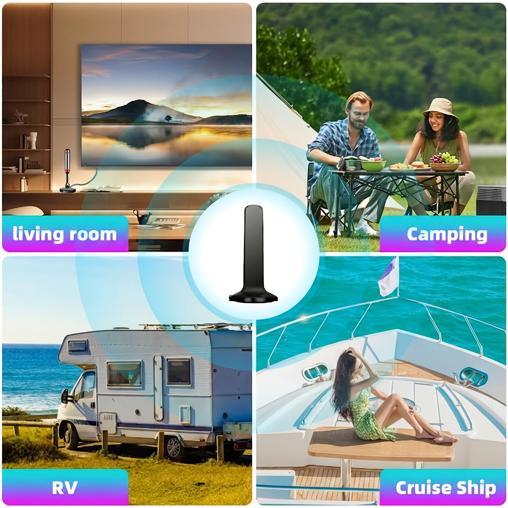 HDTV Broadcast Reception Antenna in Black for Compatible Television Setups, with Listed 4K and 1080P Support for Local Over-the-Air Viewing