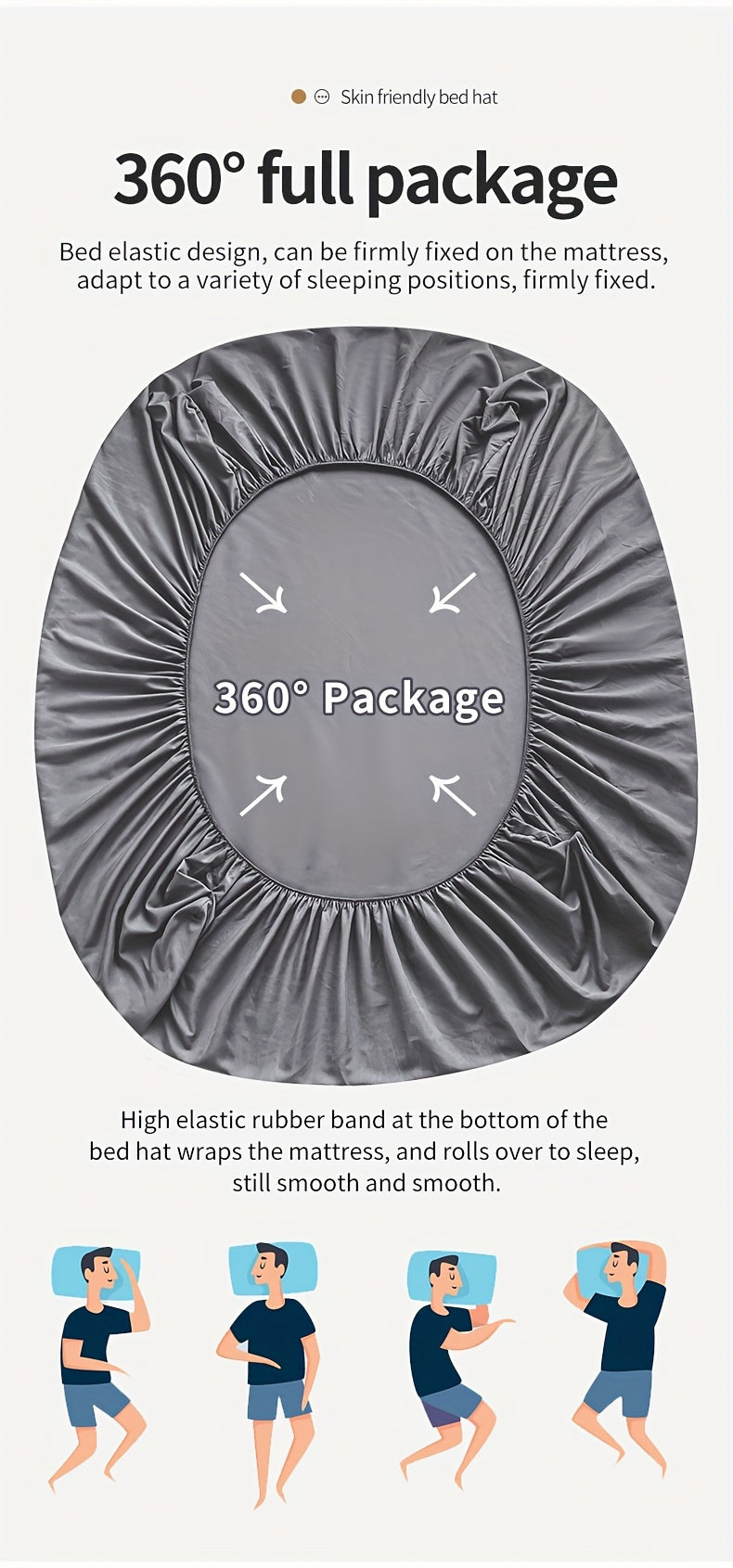 Three-Piece Solid Fitted Sheet and Pillowcase Set, One Soft-Feel Mattress Sheet with Two Pillowcases in Ten Size Labels and Six Colors for Home Bedrooms
