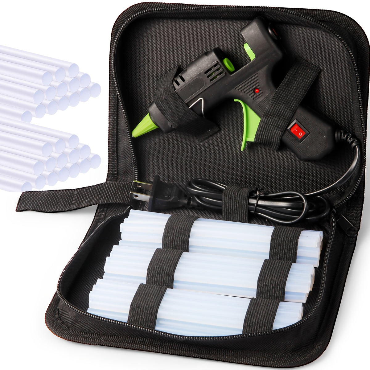 Hot Glue Gun Kit 30W with 30 Glue Sticks, 7 x 150mm Hot Melt Adhesive Tool in Seven Color Options for DIY Crafts, Handmade Decorations and Small Home Repairs